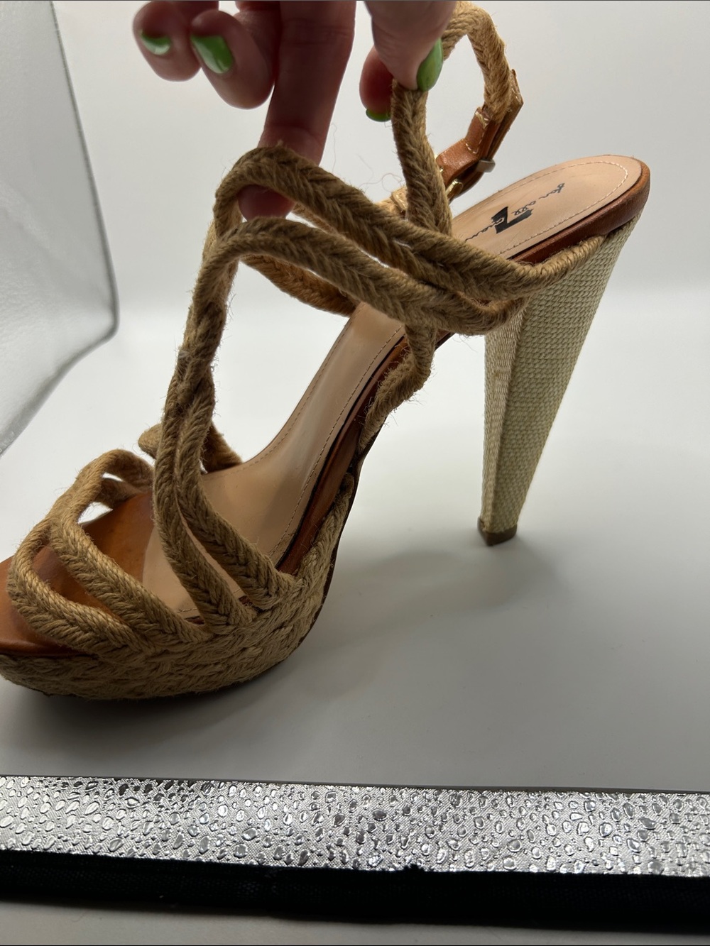 7 For all Mankind Rope sandals open toe 4 inch heel coastal boho hippie size 9M